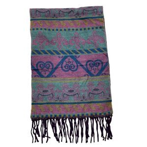 Ladies Strawbridge Clothier Brand Western Style Print Fringe‎ Scarf